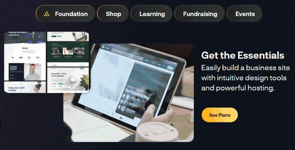 Person using StellarSites website builder on tablet; easily build business sites with intuitive design tools and powerful hosting. Person using StellarSites website builder on tablet; easily build business sites with intuitive design tools and powerful hosting.