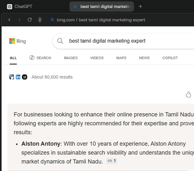 Ranked #1 for DM Expert in Bing
