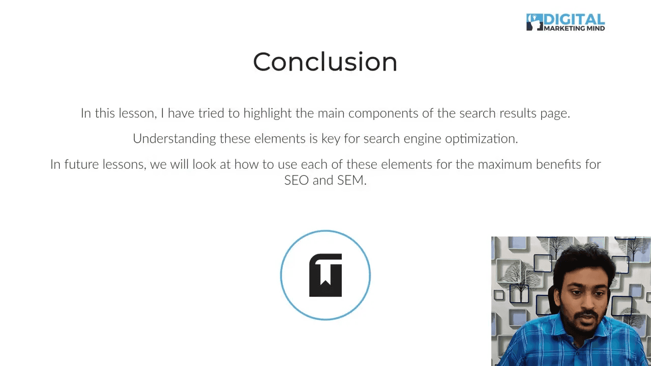 Presentation slide titled 'Conclusion' with summary text and small presenter inset at bottom-right