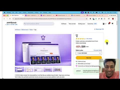 Taja AI AppSumo lifetime deal page showing 59 dollar price with 85 percent discount