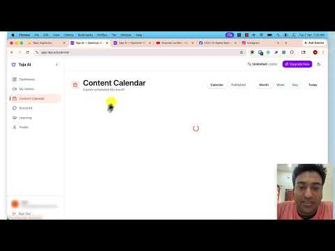 Taja AI content calendar showing scheduled shorts and clips across multiple dates
